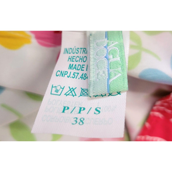 Agua Doce Swimsuit Cover Shorts Womens Small Red White Floral Snap Pocket New - Picture 3 of 12